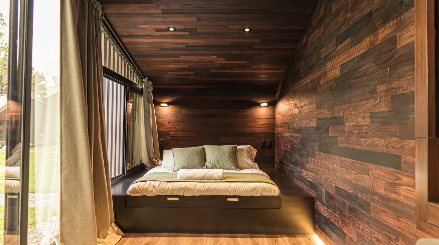 NOMAD sleeping area with timber interior