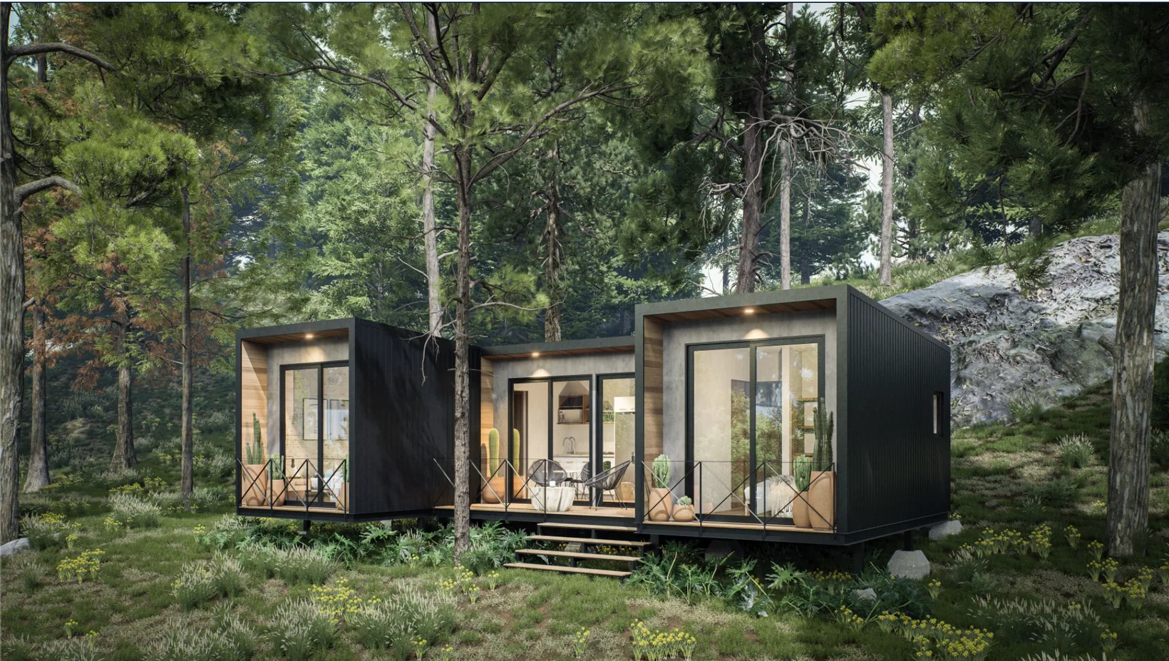 Compact 8 two-bedroom modular residence concept